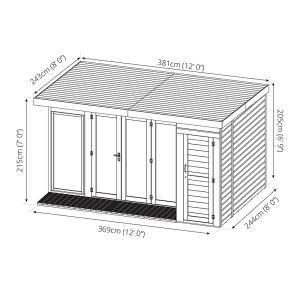 Garden Summer House with Side Shed by Mercia - 12' x 8'