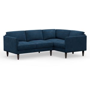 Hutch Rise Velvet 4 Seater Corner Sofa with Curve Arms -