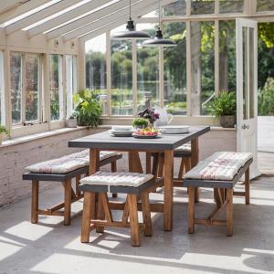 Garden Trading Chilson Table, Bench & Stool Dining Set for…