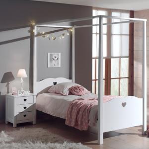 Vipack Amori Kids Four Poster Bed with Optional Trundle Dra…