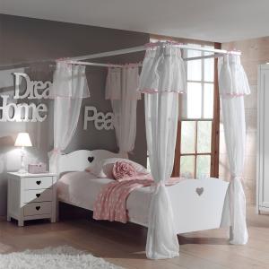 Vipack Amori Kids Single  Four Poster Bed with Curtains
