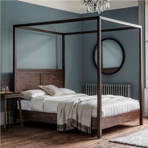 Beatnik Four Poster Bed in Brown - SuperKing