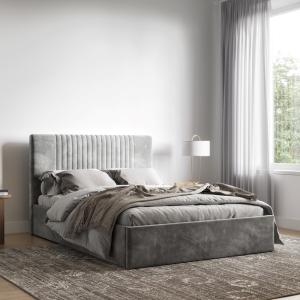 Flair Silver Velvet Sonar Ottoman Bed - Double