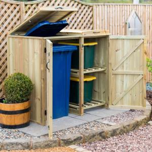 The Garden Village Wooden Wheelie Bin & Recycling Box Stora…