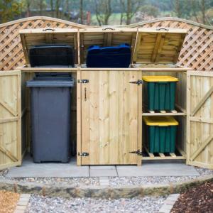 The Garden Village Wooden Wheelie Bin & Recycling Box Stora…
