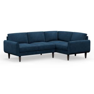 Hutch Rise Velvet 4 Seater Corner Sofa with Round Arms -