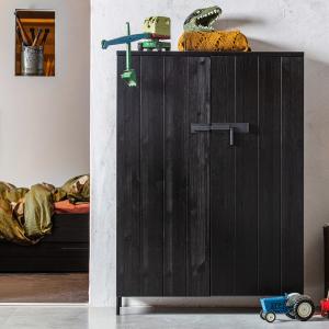 Woood Bruut Black Pine Storage Cabinet with 2 Doors
