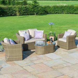 Maze Rattan Winchester 2 Seat Sofa Set with Fire Pit Coffee…