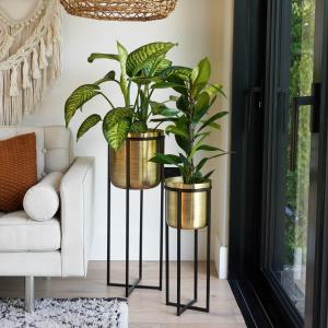 Spencer Indoor/Outdoor Planter in Gold & Black - Medium