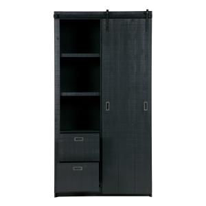 Woood Barn Solid Pine Cabinet with Sliding Door in Black