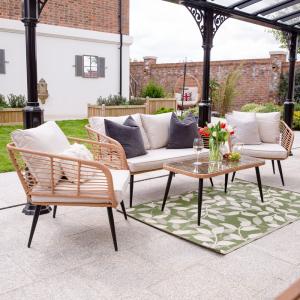 Cuckooland Hampstead Rattan 4 Seater Garden Sofa Set with C…