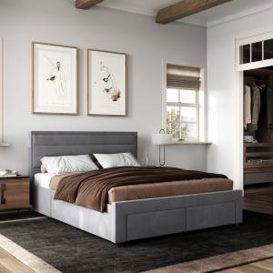 Flair Heybrook 4 Drawer Fabric Bed Frame Grey - Double