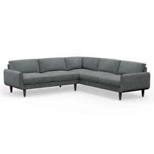 Hutch Rise Velvet 7 Seater Corner Sofa with Round Arms -