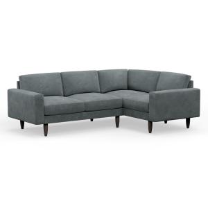 Hutch Rise Velvet 4 Seater Corner Sofa with Block Arms -