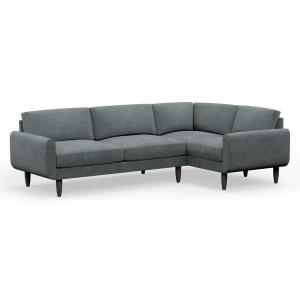 Hutch Rise Velvet 5 Seater Slim Corner Sofa with Round Arms…