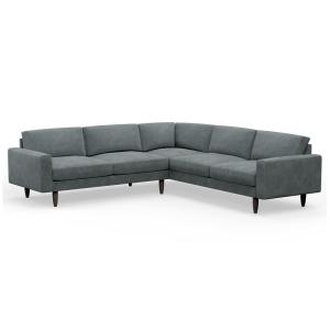 Hutch Rise Velvet 7 Seater Corner Sofa with Block Arms -