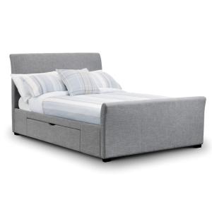 Julian Bowen Capri Upholstered Bed with 2 Drawers in Grey -…