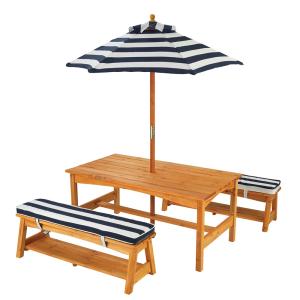 Kidkraft Outdoor Table & Bench Set with Cushions & Umbrella…