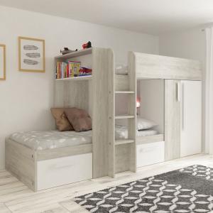 Trasman Barca Bunk Bed with Wardrobe, Shelf and Storage Dra…