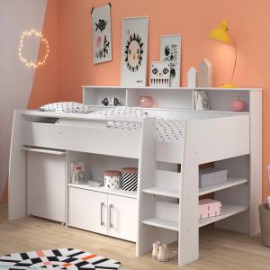 Parisot Kids Swan Mid Sleeper with Desk, Storage Cupboard a…