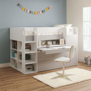 Bailey Kids Cabin Bed with Pull Out Desk, Wardrobe and Stor…