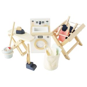 Le Toy Van Wooden Dolls House Laundry Room Accessories Set
