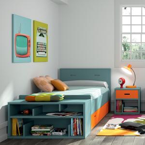 Mathy by Bols Single Bed in Madaket Design with Optional Tr…