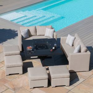 Maze Rattan Fuzion Cube Sofa Set with Fire Pit and Free Win…