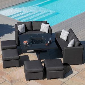 Maze Rattan Fuzion Cube Sofa Set with Fire Pit and Free Win…