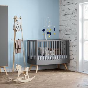 Vox Nature Baby & Toddler Cot Bed in Dark Grey & Oak