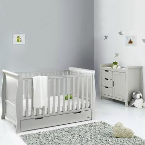 Obaby Stamford Classic Sleigh Cot Bed 2 Piece Nursery Set i…