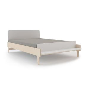 Oeuf River Small Double Bed in White & Birch