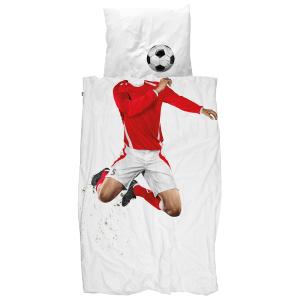Snurk Childrens Football Duvet Bedding Set in Red - Single
