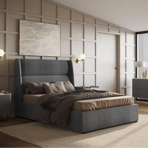 Flair Grey Fabric Rumba Ottoman Bed - Double