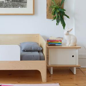 Oeuf Bedside Table in White & Birch