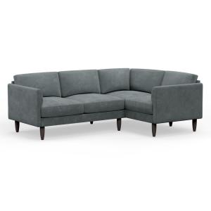 Hutch Rise Velvet 4 Seater Corner Sofa with Curve Arms -