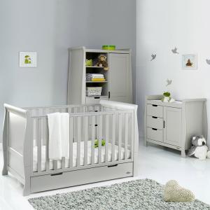 Obaby Stamford Classic Sleigh Cot Bed 3 Piece Nursery Set i…