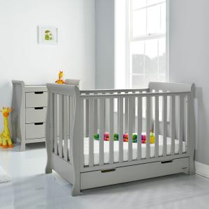 Obaby Stamford Mini Sleigh Cot Bed 2 Piece Nursery Set in W…