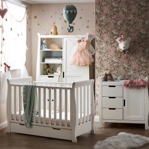 Obaby Stamford Mini Sleigh Cot Bed 3 Piece Nursery Set in W…