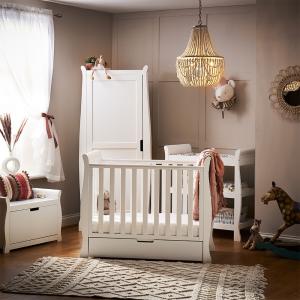 Obaby Stamford Sleigh Space Saver Cot 3 Piece Room Set in W…