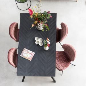 Zuiver Seth Herringbone Dining Table in Black - 180cm x 90cm