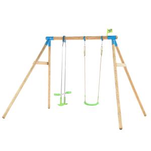 TP Toys Knightswood Double Wooden Swing Set with Glider