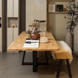 Woood Tablo Solid Oak 240cm Dining Table with Drenthe Leg