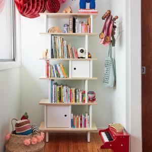 Oeuf Bookcase in White & Birch - Tall