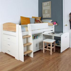 Urban Birch Mid Sleeper 1 Bed with Desk, Storage and Chest…
