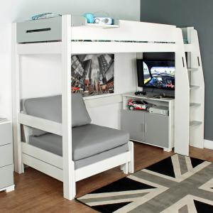 Urban Grey High Sleeper 3 Bed with Sofa Bed & 2 Door Storag…