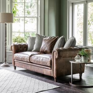 Hadleigh 3 Seater Leather Chesterfield Sofa in a Box with S…