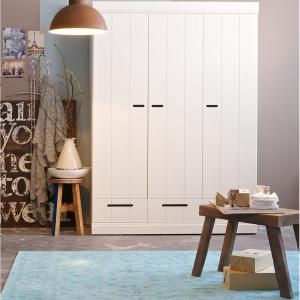Woood Connect Solid Pine 3 Door Wardrobe with Storage in Wh…