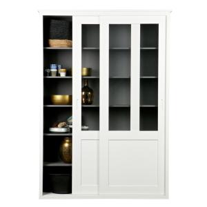 Woood Vince Display Cabinet with Sliding Doors in White