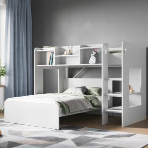 Flair Wizard L Shaped Triple Bunk Bed with Shelves in White…